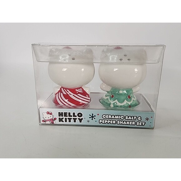 Hello Kitty Christmas Ceramic Salt and Pepper Shakers Sanrio New! 2023 Holiday - Picture 5 of 9